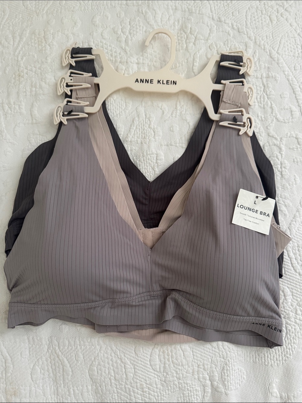 ANNE KLEIN 3pc Ribbed Lounge Bras